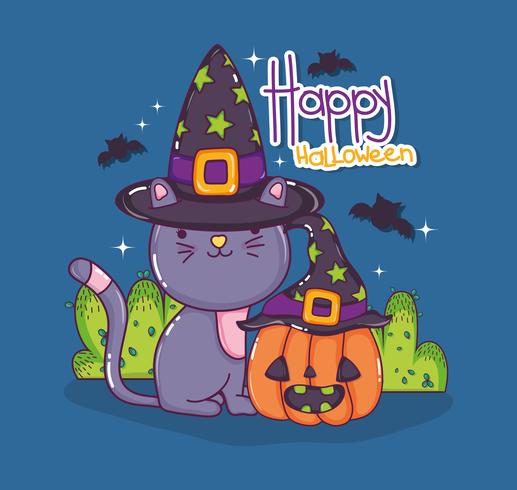 Desenhos de gato de halloween vetor