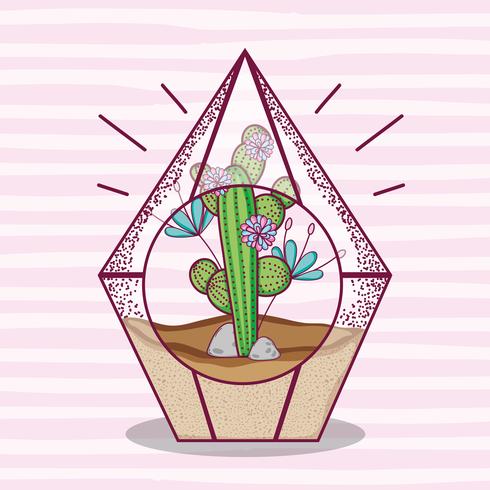 Planta dentro de vidro poliedro vetor