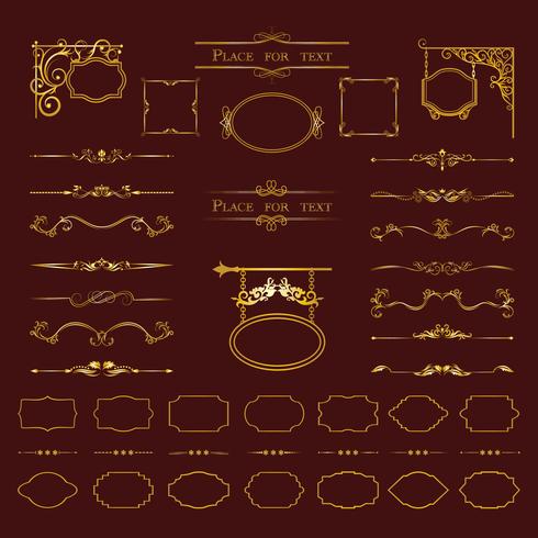 Elementos de design caligráfico. Divisores, quadros de diferentes formas. Vetor