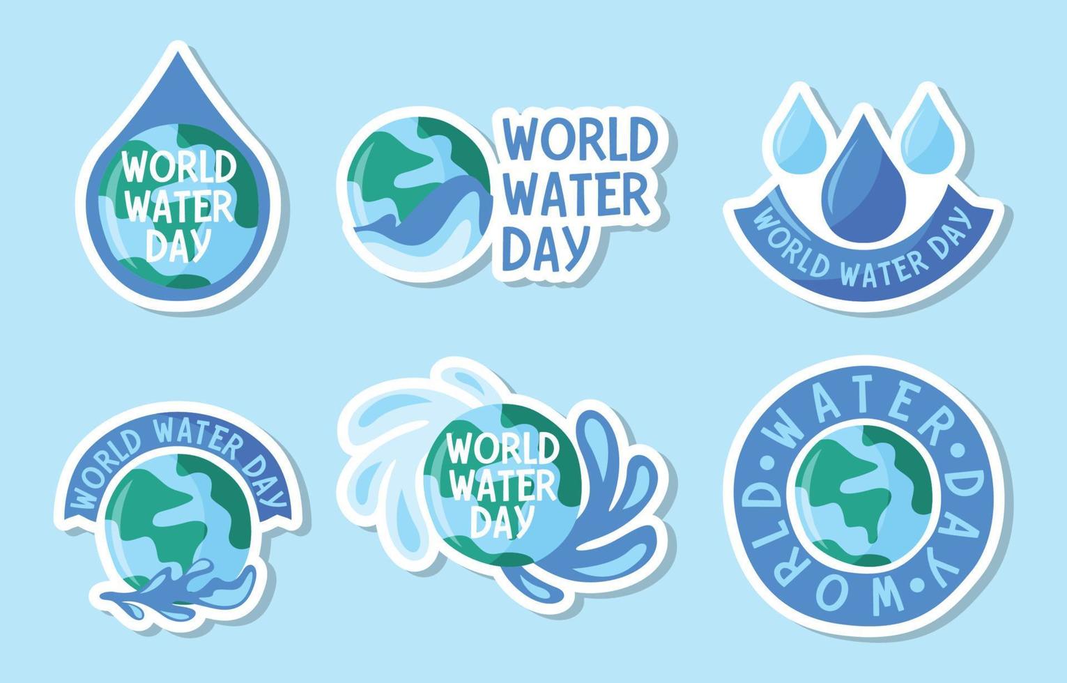 coleção de adesivos do dia mundial da água vetor