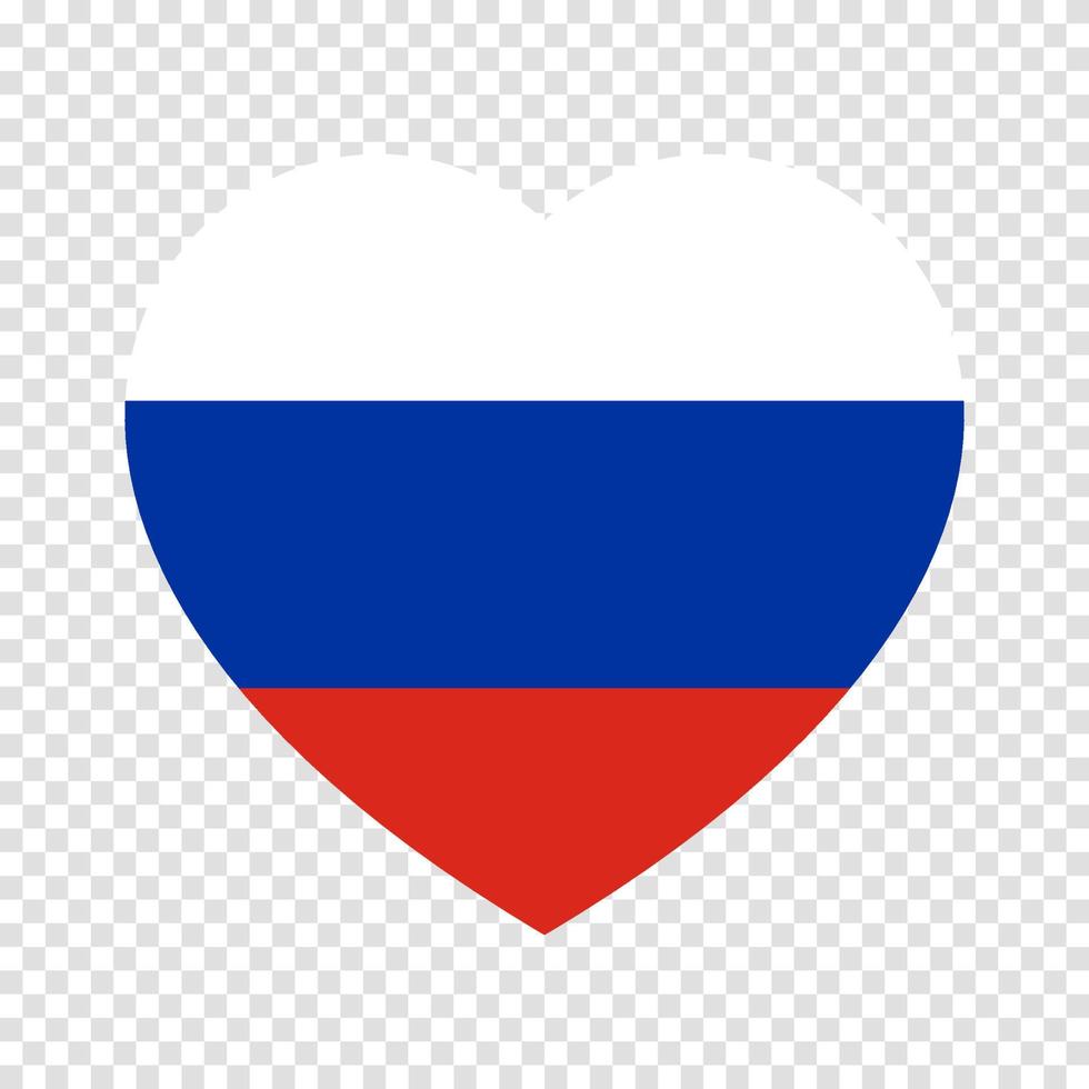 bandeira da rússia em forma de coração. símbolo nacional da rússia. ilustração vetorial vetor