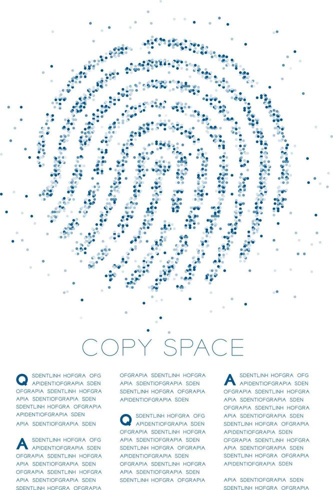 círculo geométrico abstrato ponto molécula partícula impressão digital, identidade de tecnologia vr verificar design ilustração de cor azul isolada no fundo branco com espaço de cópia vetor