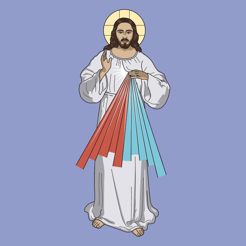 misericórdia divina jesus cristo misericordioso ilustração vetorial colorida vetor