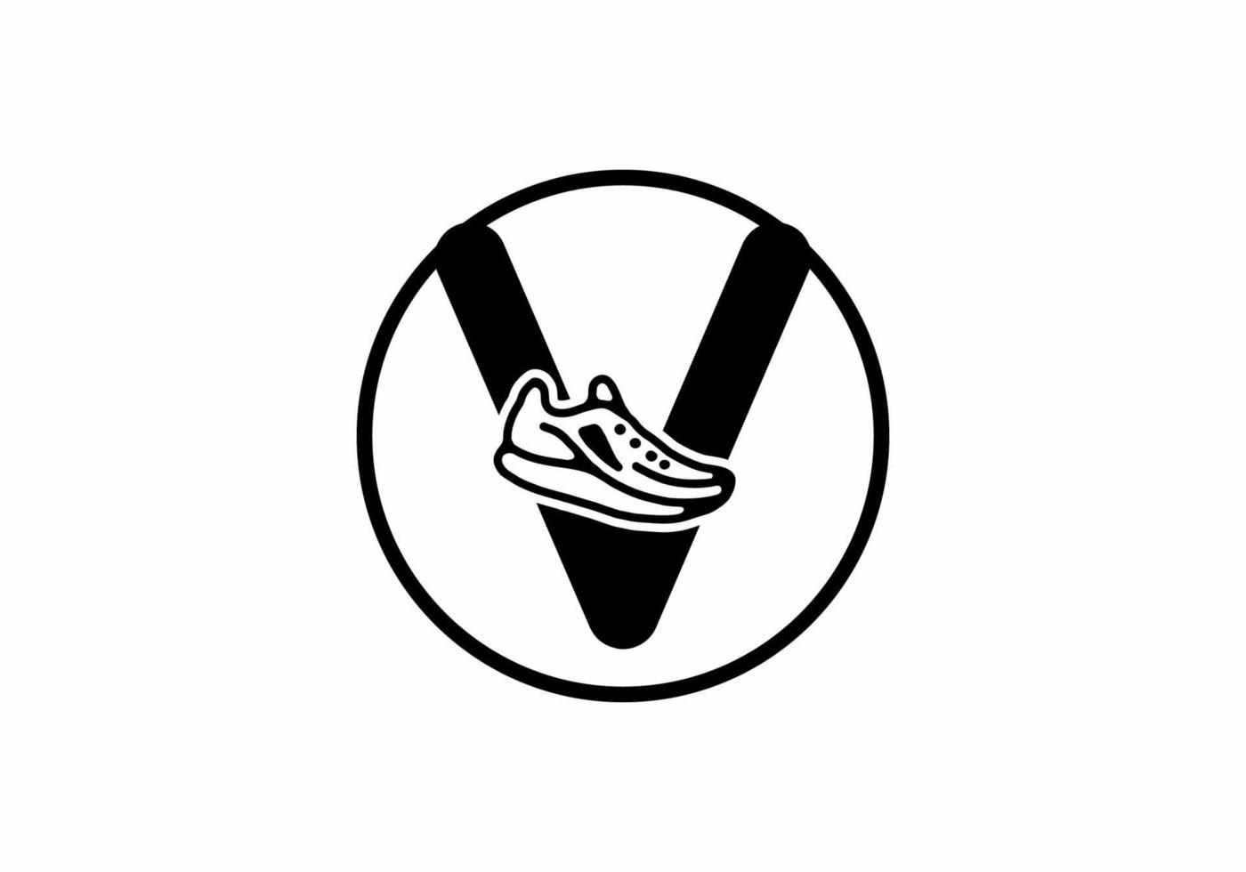 letra inicial preta v com sapatos em círculo vetor