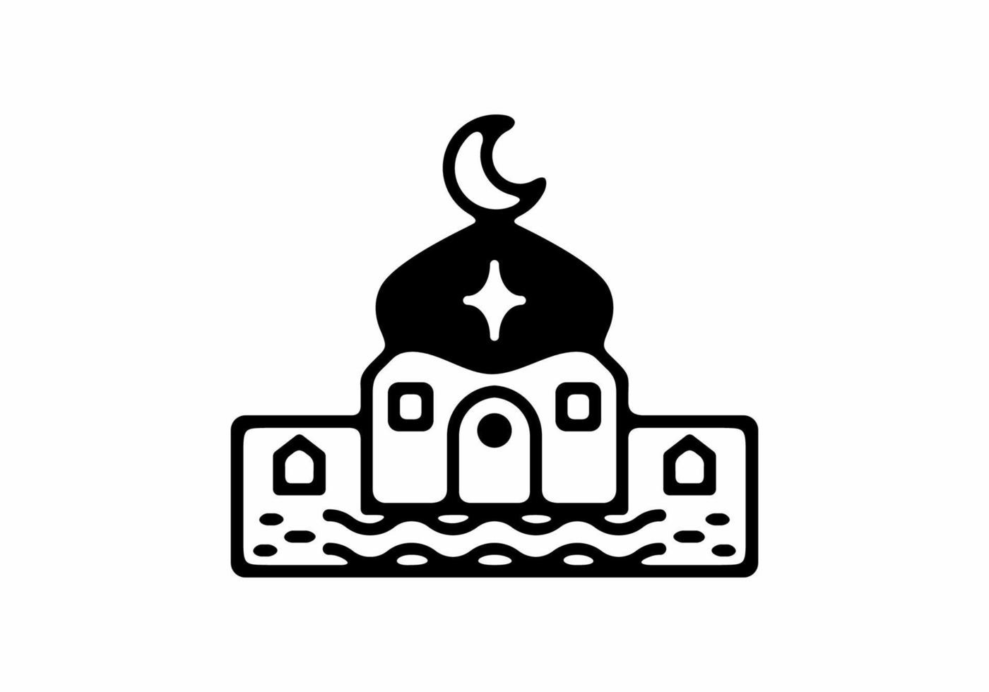 cor preta do tema do ramadã de ilustração de mesquita vetor