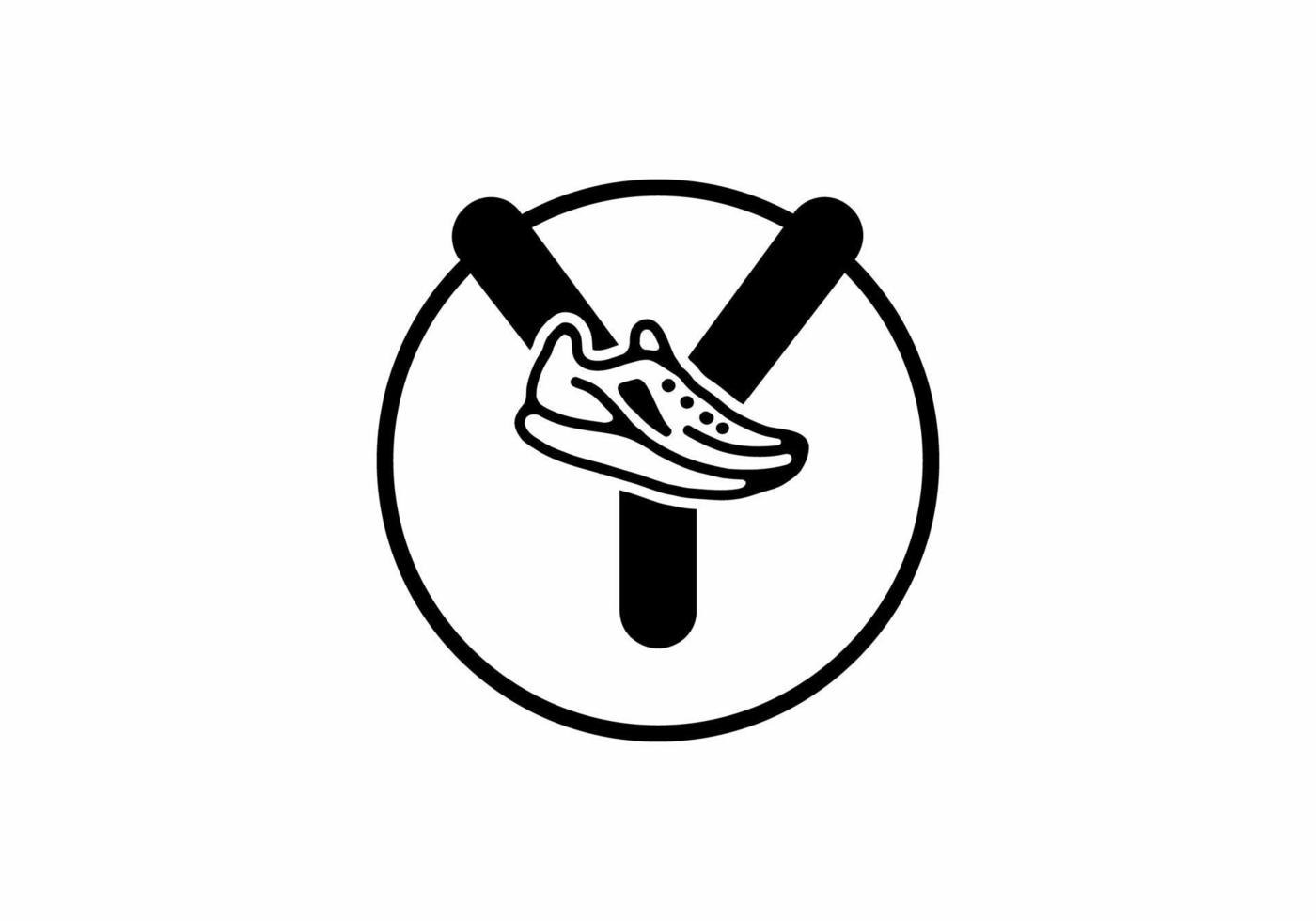 letra inicial preta y com sapatos em círculo vetor