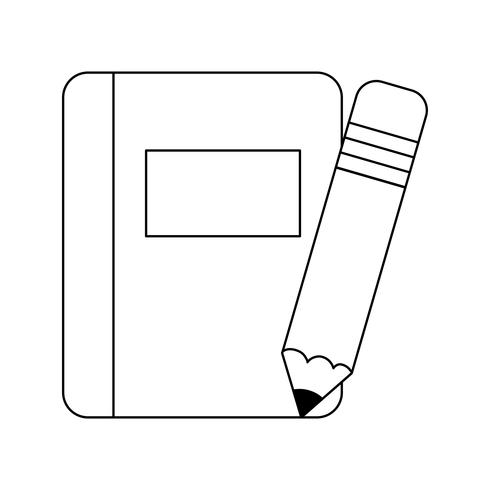 escola de livro didático com ícone isolado de lápis vetor