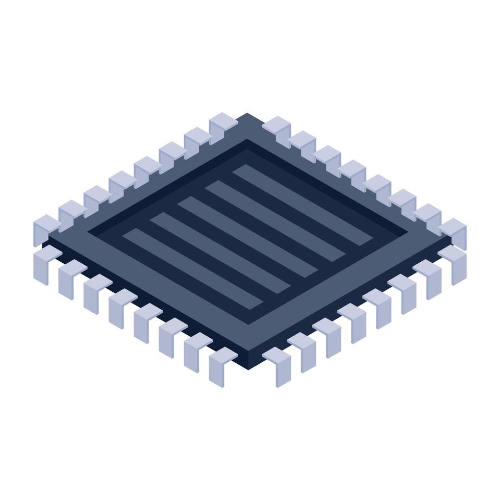 um ícone de microcontrolador de chip único, estilo isométrico de circuito elétrico vetor