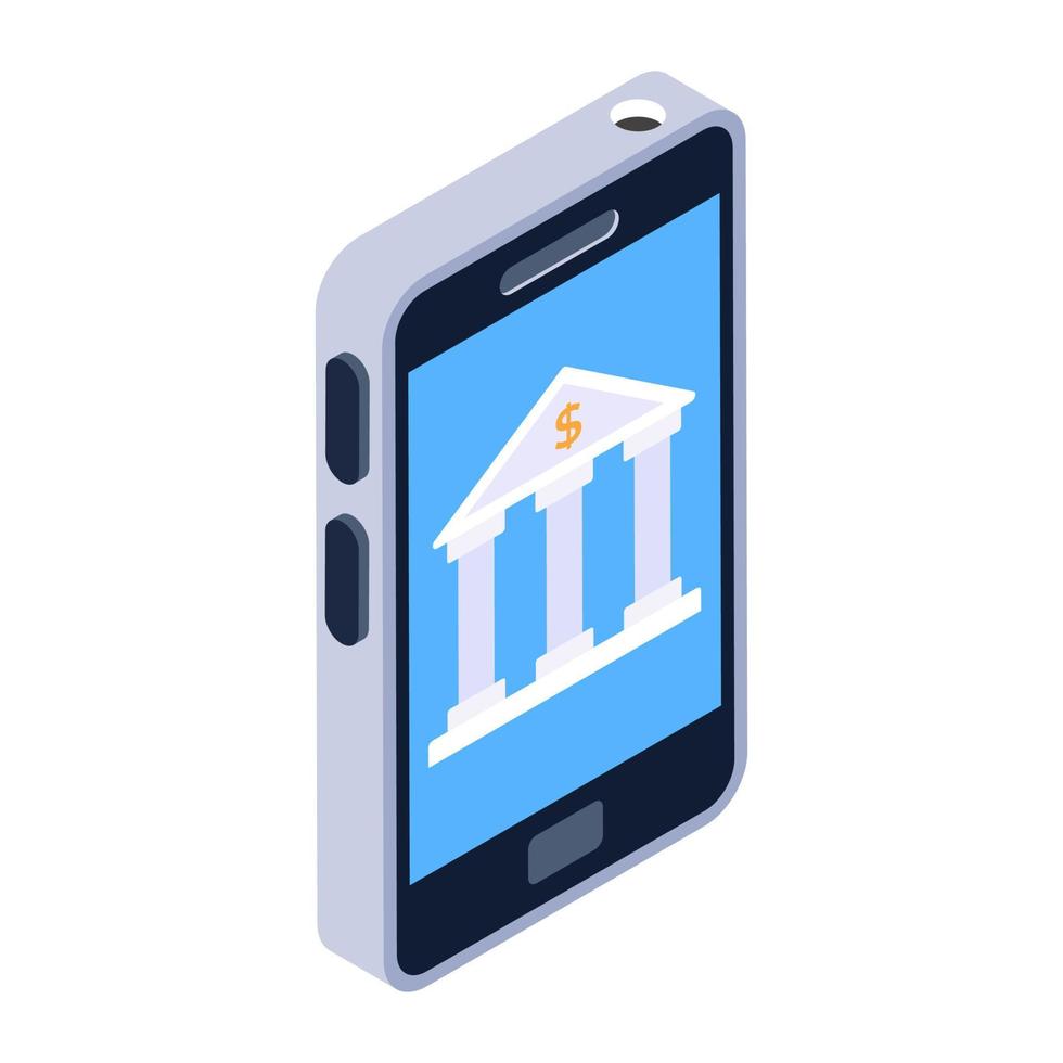 ícone de mobile banking em estilo isométrico vetor