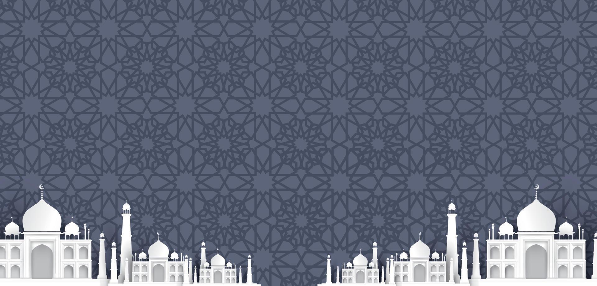 fundo de texto de mesquita em branco, design islâmico elegante moderno vetor
