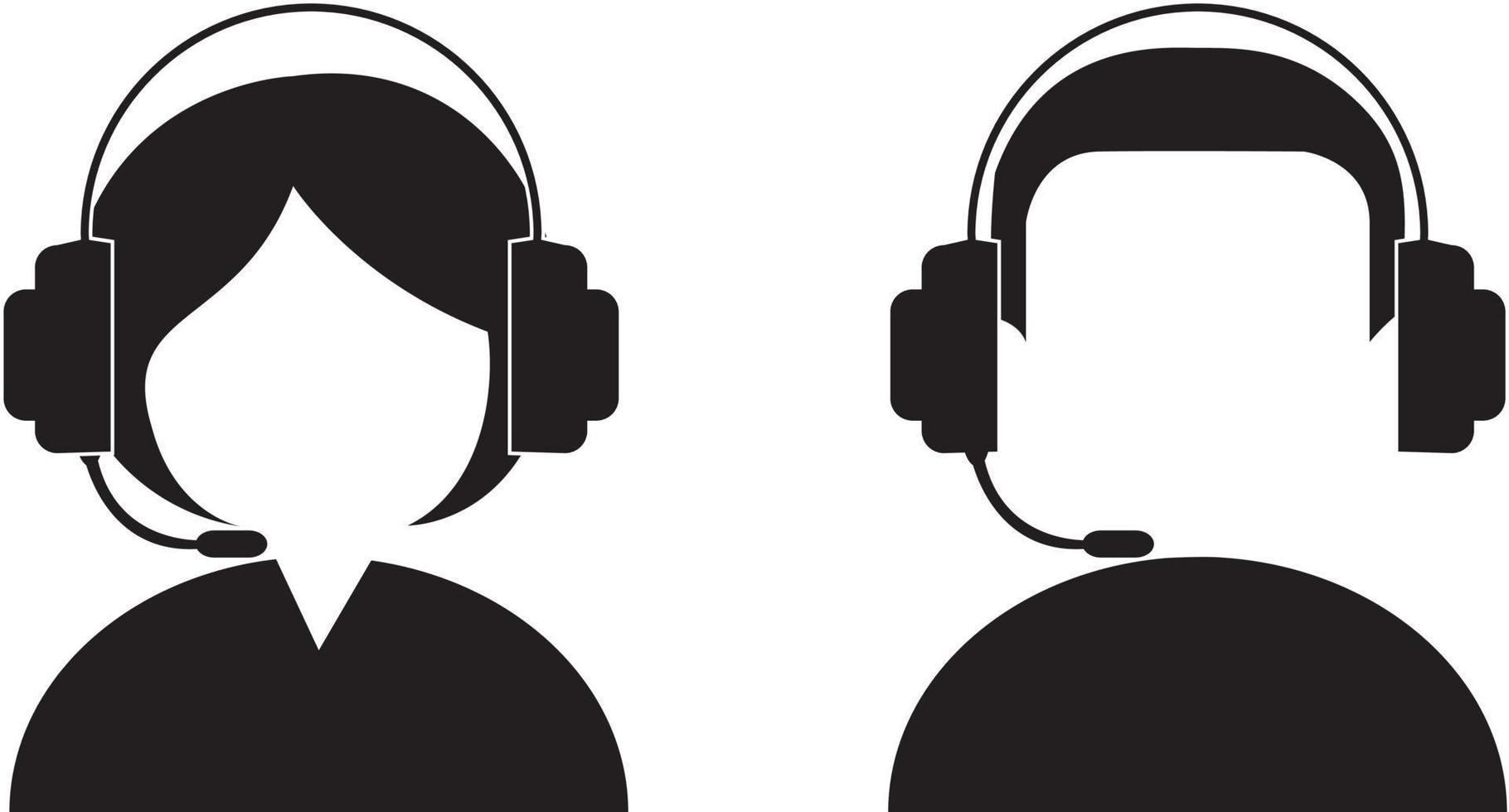 serviço de atendimento ao cliente e ícone de suporte avatar de pessoa de vetor plano com fone de ouvido para linha de ajuda em glifo