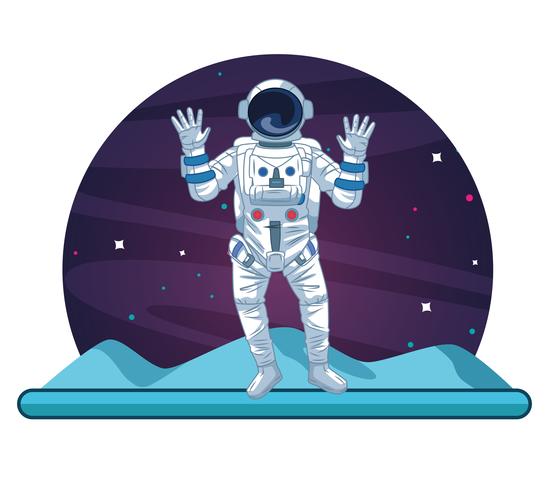 Astronauta no desenho da galáxia vetor