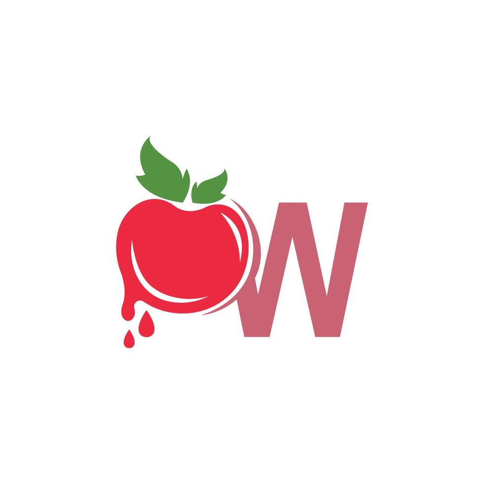 letra w com ilustração de modelo de design de logotipo de ícone de tomate vetor