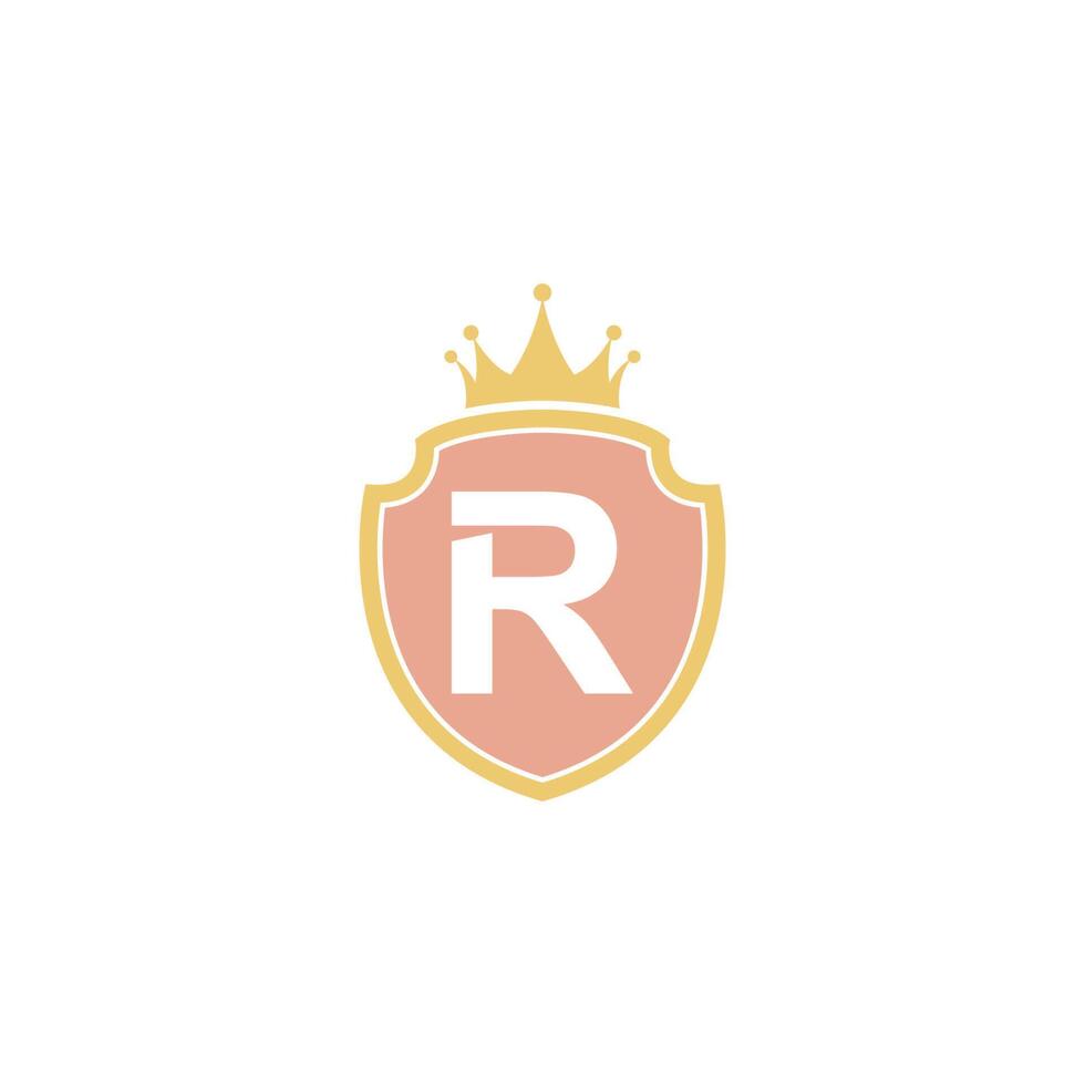 letra r com ilustração de design de logotipo de ícone de escudo vetor