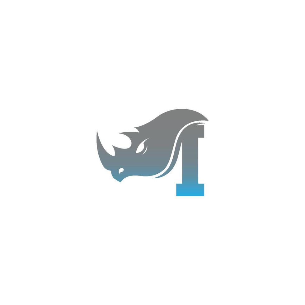 letra i com modelo de logotipo de ícone de cabeça de rinoceronte vetor