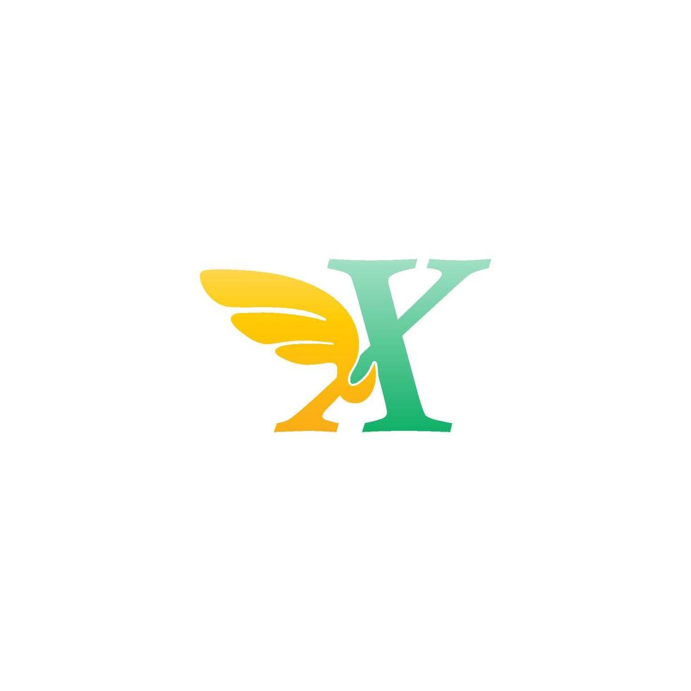 letra x ilustração de ícone de logotipo com asas vetor