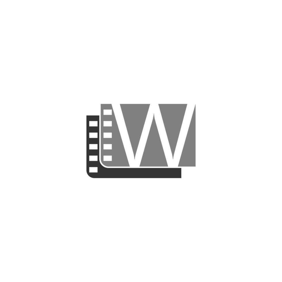 ícone da letra w no modelo de ilustração de tira de filme vetor