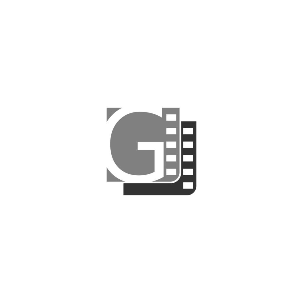 ícone da letra g no modelo de ilustração de tira de filme vetor