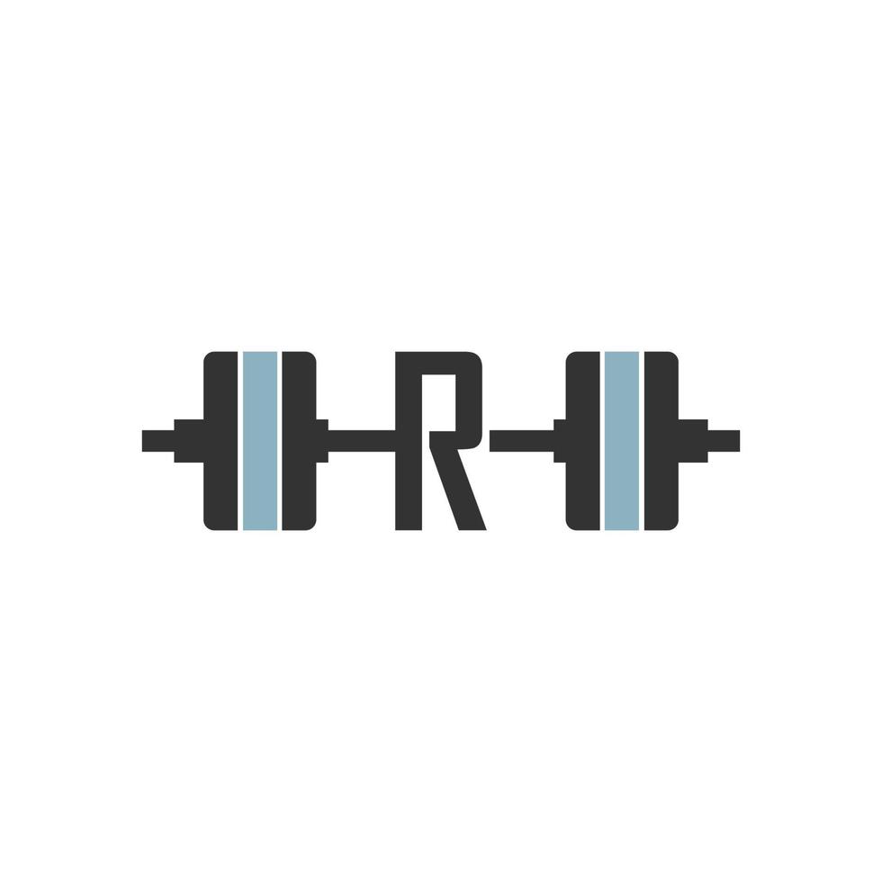 letra r com modelo de design de fitness de ícone de barra vetor