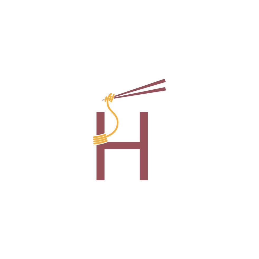 design de macarrão enrolado em um modelo de ícone de letra h vetor