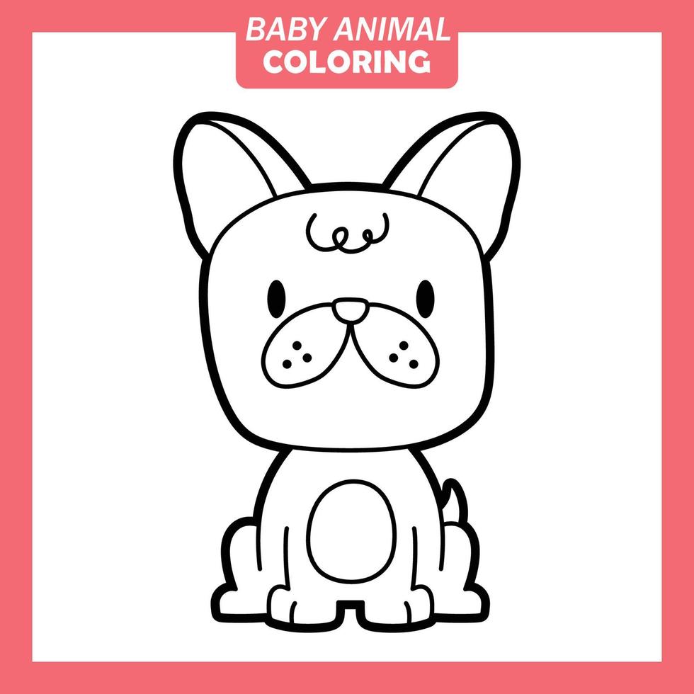 colorir desenho de animal bebê fofo com cachorro vetor