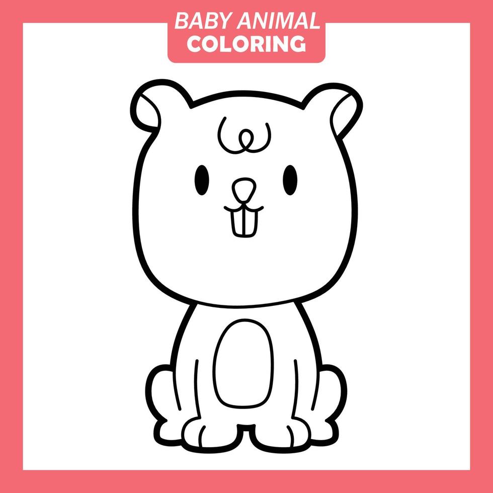 colorir desenho de animal bebê fofo com castor vetor