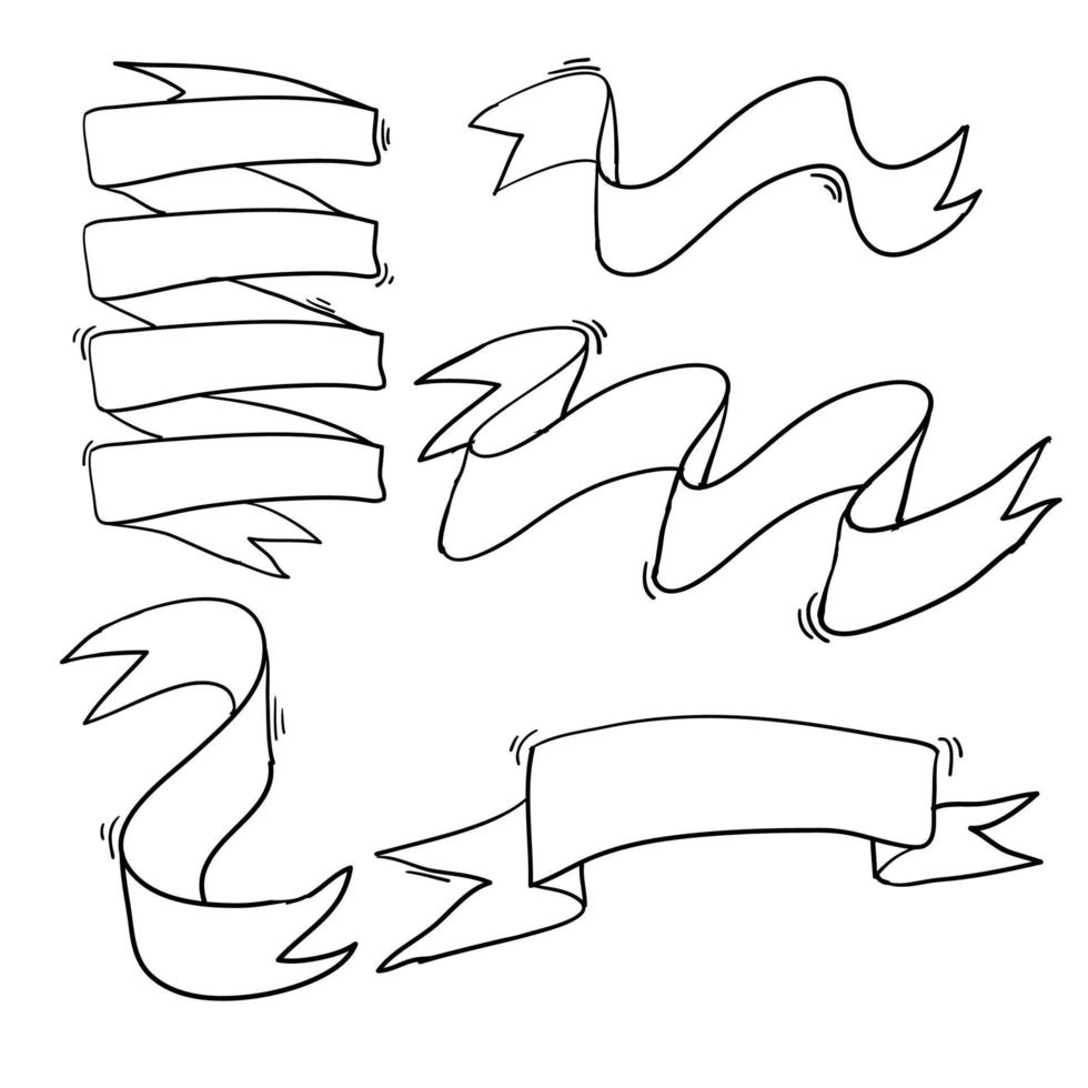 coleção de vetor de ilustração de fita de doodle desenhado à mão