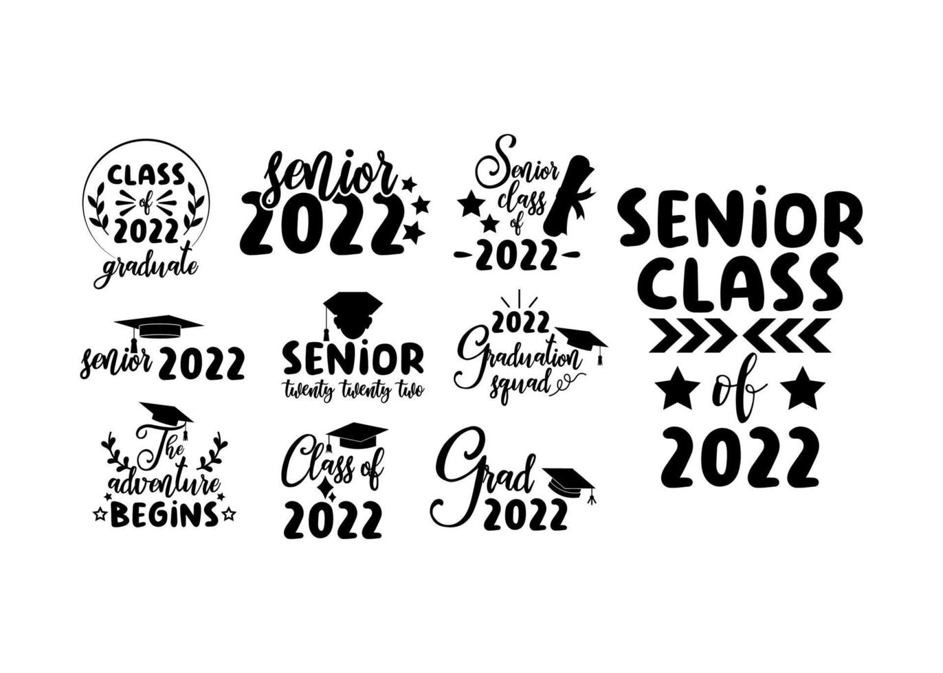 ilustração de tipografia de letras de citação de graduação 2022 vetor