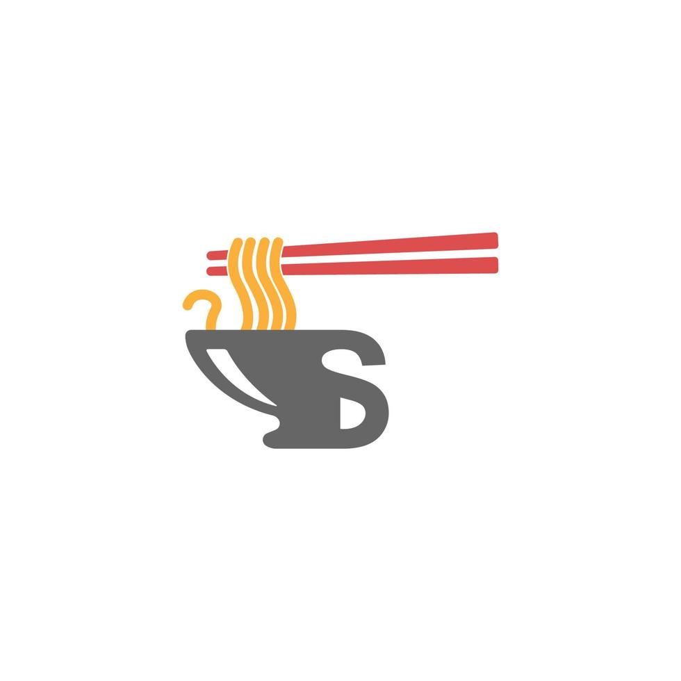 letra s com vetor de design de logotipo de ícone de macarrão