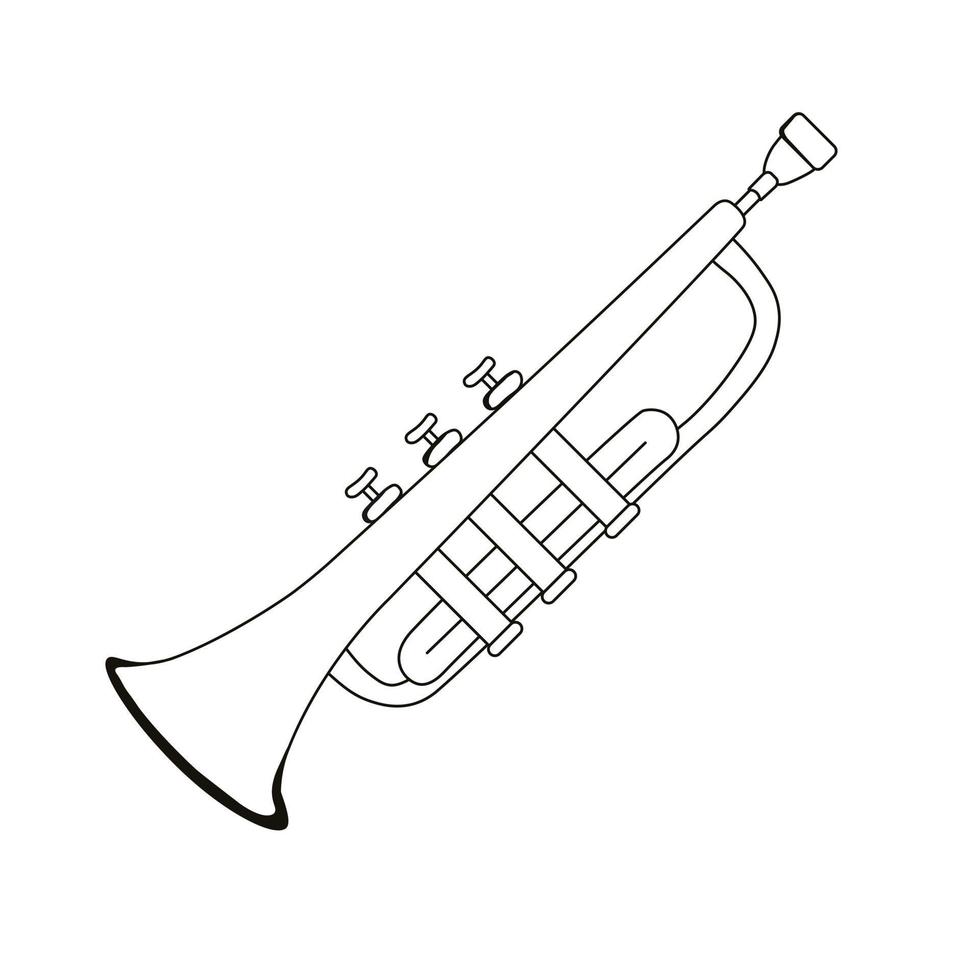 a trombeta é um instrumento musical. chifre. trombone. ilustração vetorial de estoque. Isolado em um fundo branco. vetor