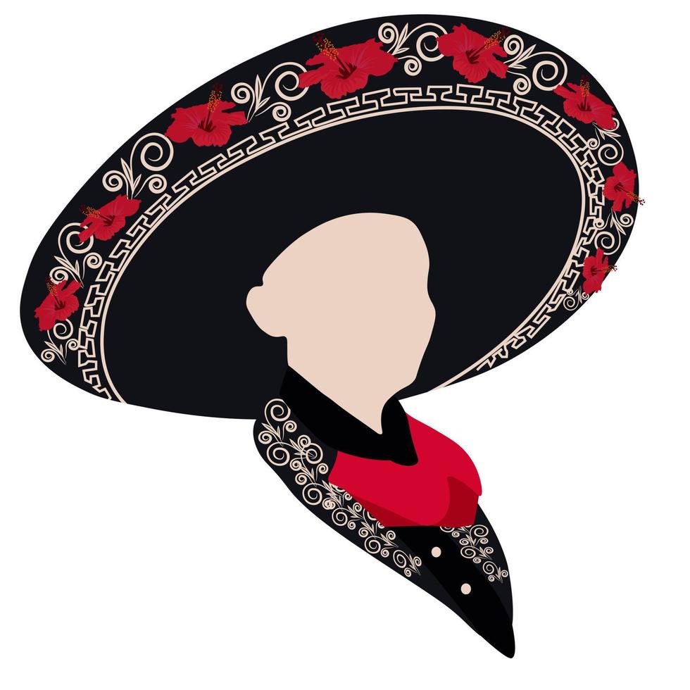 ilustração vetorial de chapéu mexicano realista sombrero. mariachi. objeto de celebração do feriado do festival de cinco de maio. acessório de festa latina espanhola, headwear de tradição. chapéu sombrero mexicano de abas largas. vetor