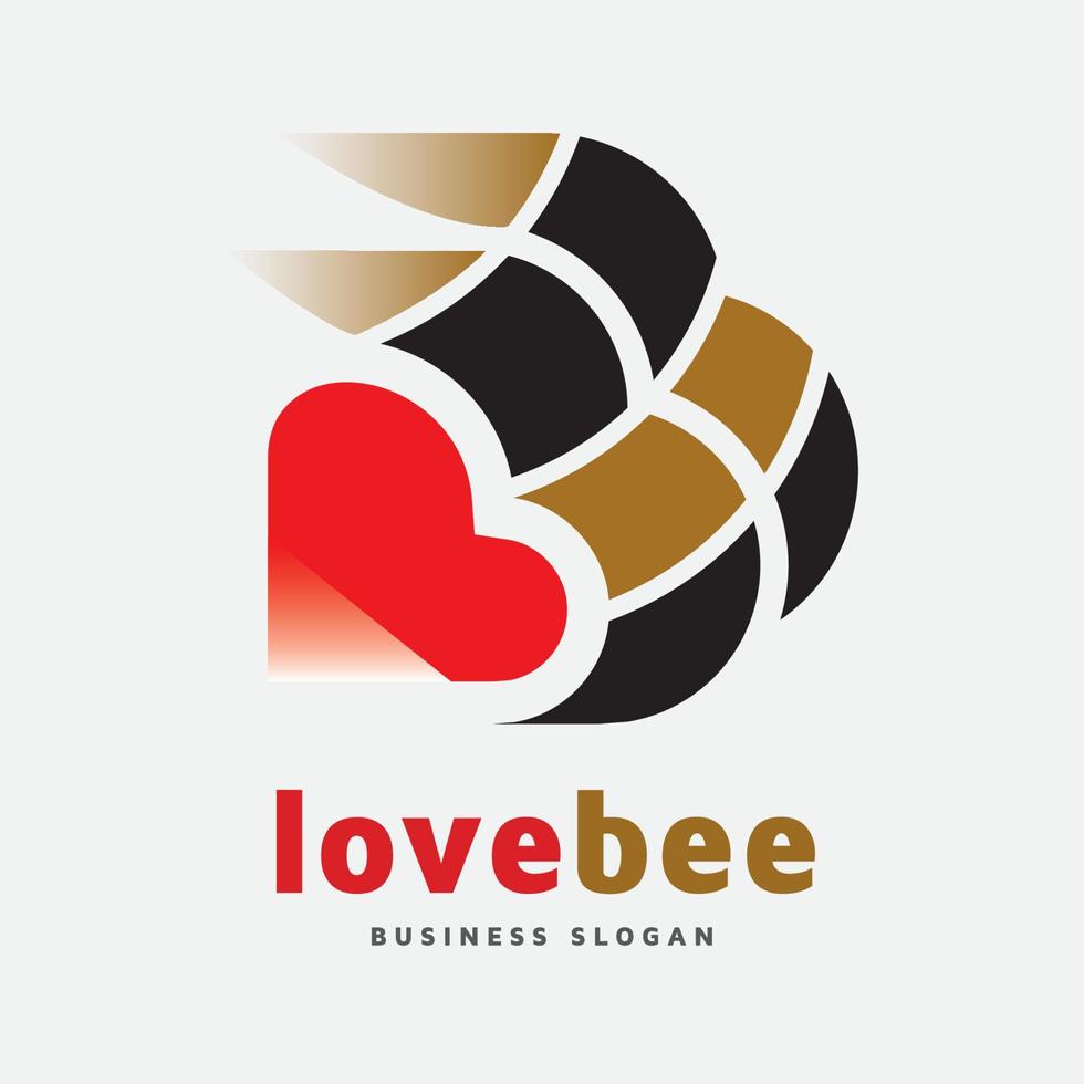 colmeia de abelhas - logotipo de sinal de amor vetor