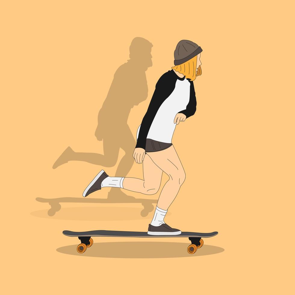 uma jovem está andando de skate. ilustração vetorial de desenho animado vetor