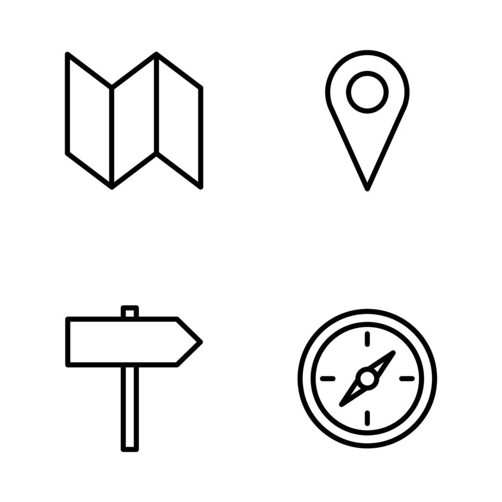 ícone de pino de mapas, conjunto de ícones de navegação, mapa de brochura, design vetorial vetor