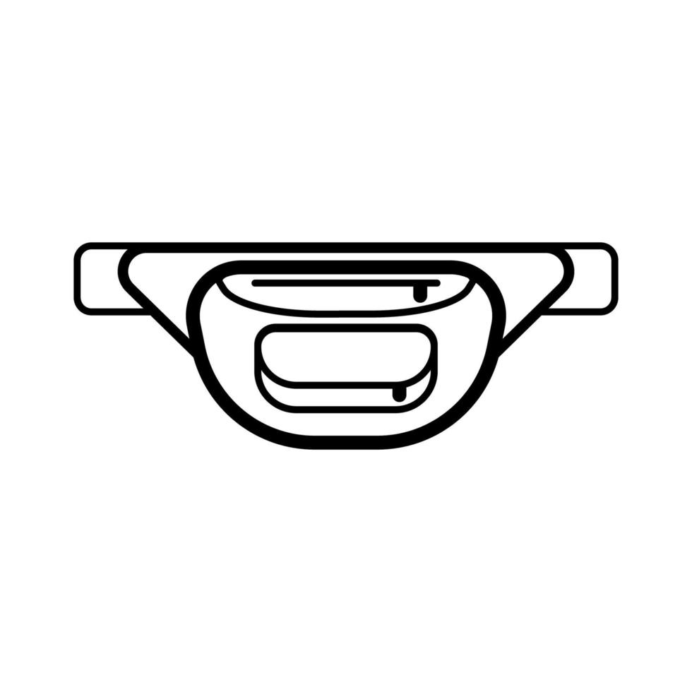 design de vetor de ícone de bolsa de cintura de linha em fundo branco