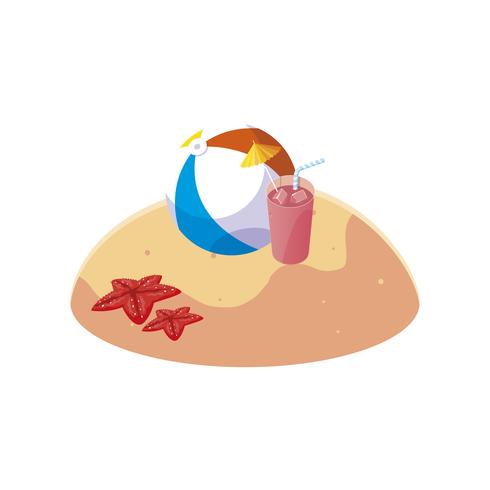 praia de areia de verão com cena de balão de praia vetor