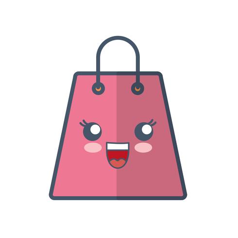 ícone de sacola de compras kawaii vetor