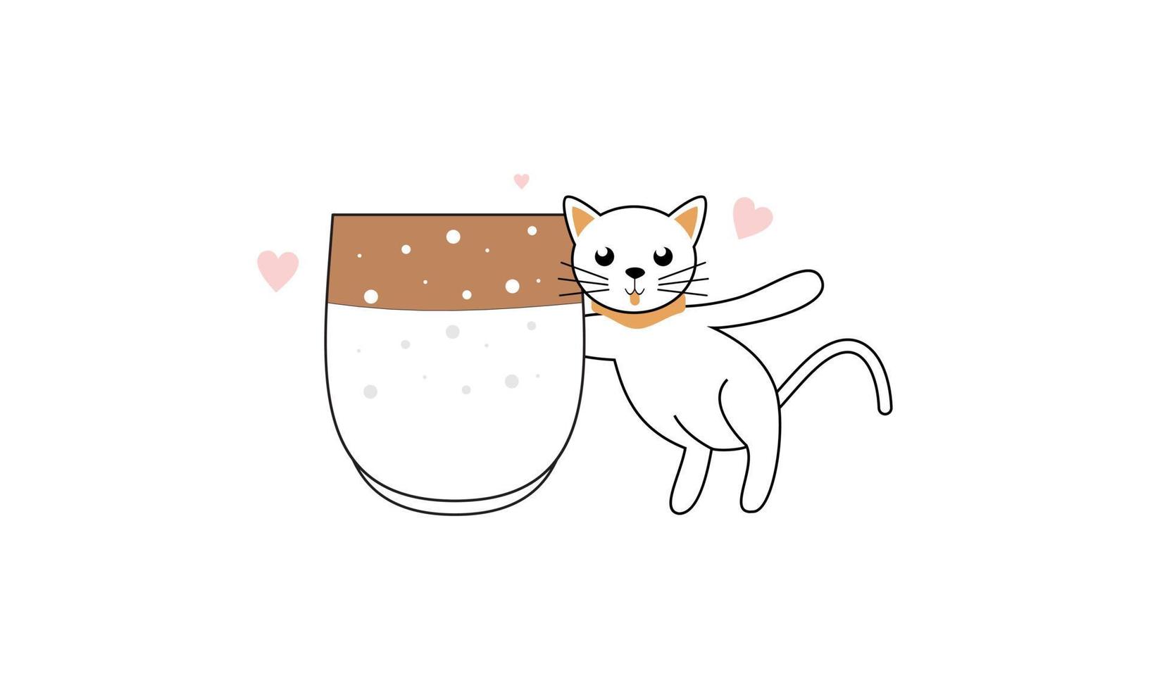 gatos e xícaras de chá um logotipo de xícara de chá vetor