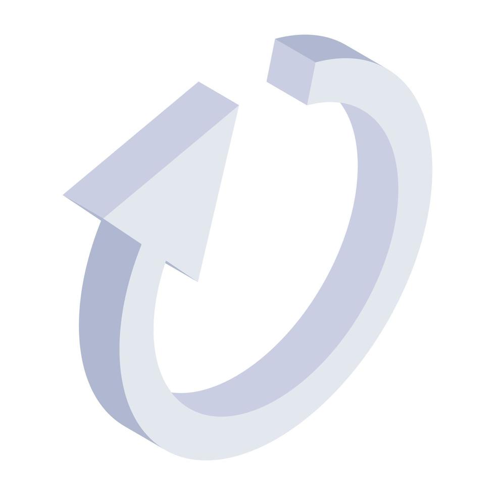 ícone da seta de reinicialização em design isométrico editável vetor