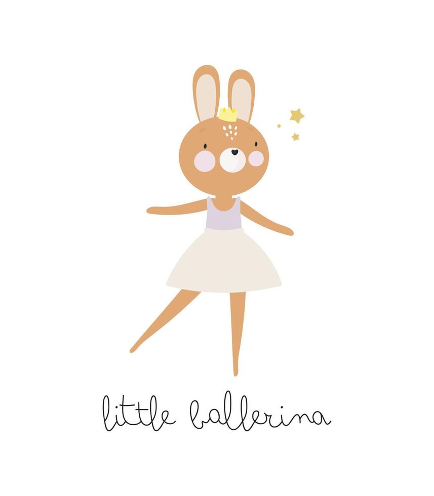 ilustração de crianças com bailarina de coelhinha. ilustração vetorial. para coisas infantis, cartão, cartazes, banners, livros infantis, impressão na embalagem, impressão em roupas, papel de parede, têxteis ou pratos. vetor