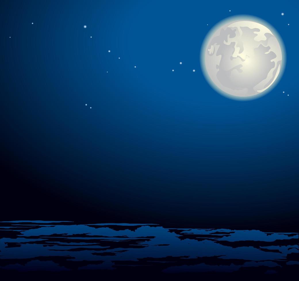 lua noturna no fundo do céu natureza paisagem vetor