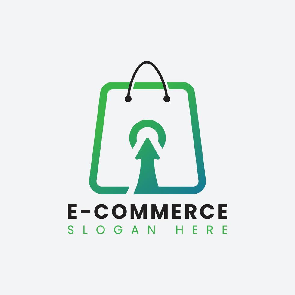 design de logotipo de comércio eletrônico abstrato moderno criativo, modelo de design de logotipo de sacola de compras on-line gradiente colorido vetor