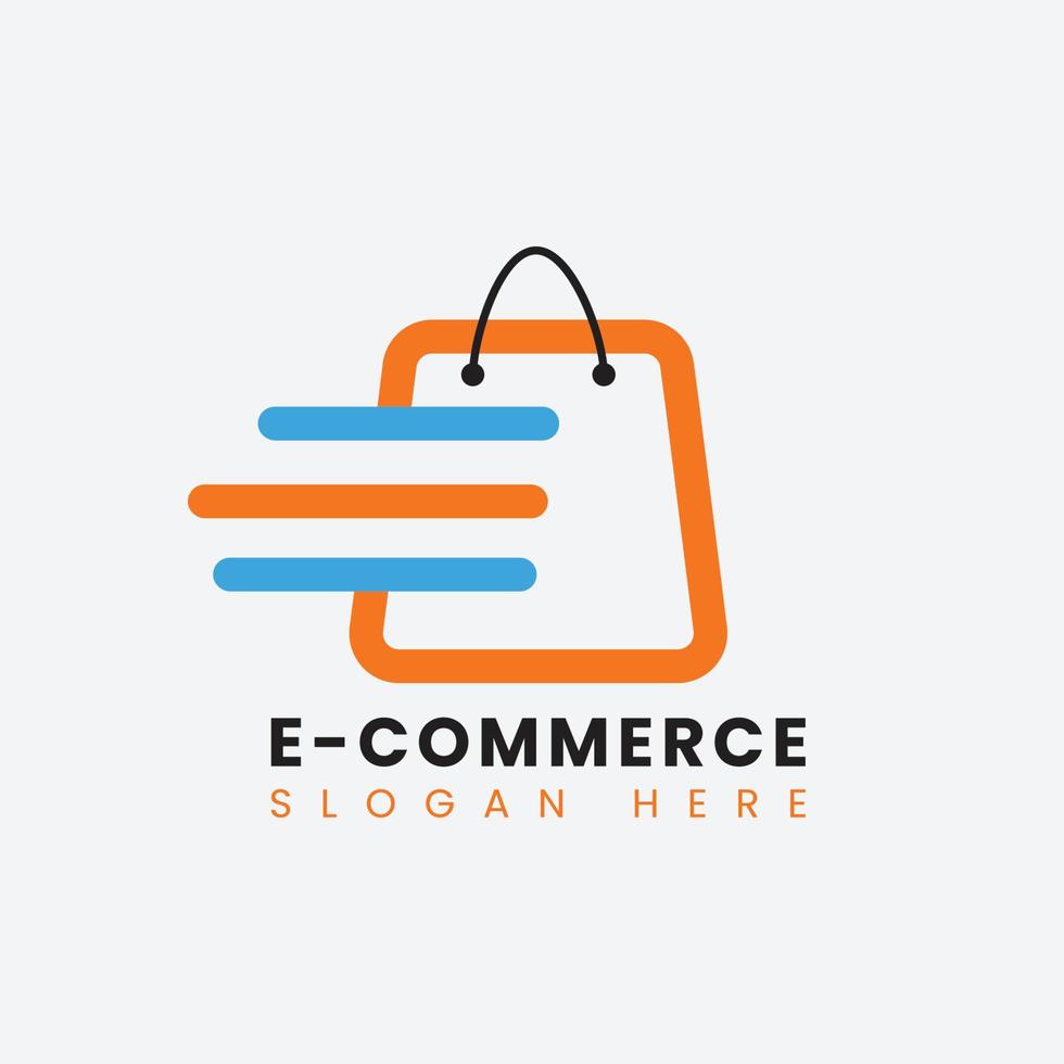 design de logotipo de comércio eletrônico abstrato moderno criativo, modelo de design de logotipo de sacola de compras on-line gradiente colorido vetor
