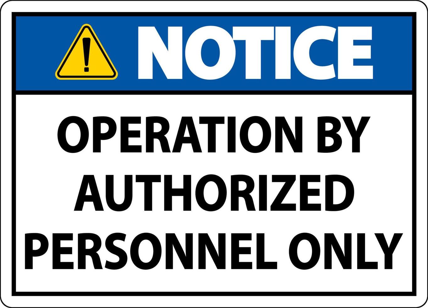 operação de aviso por sinal autorizado apenas em fundo branco vetor