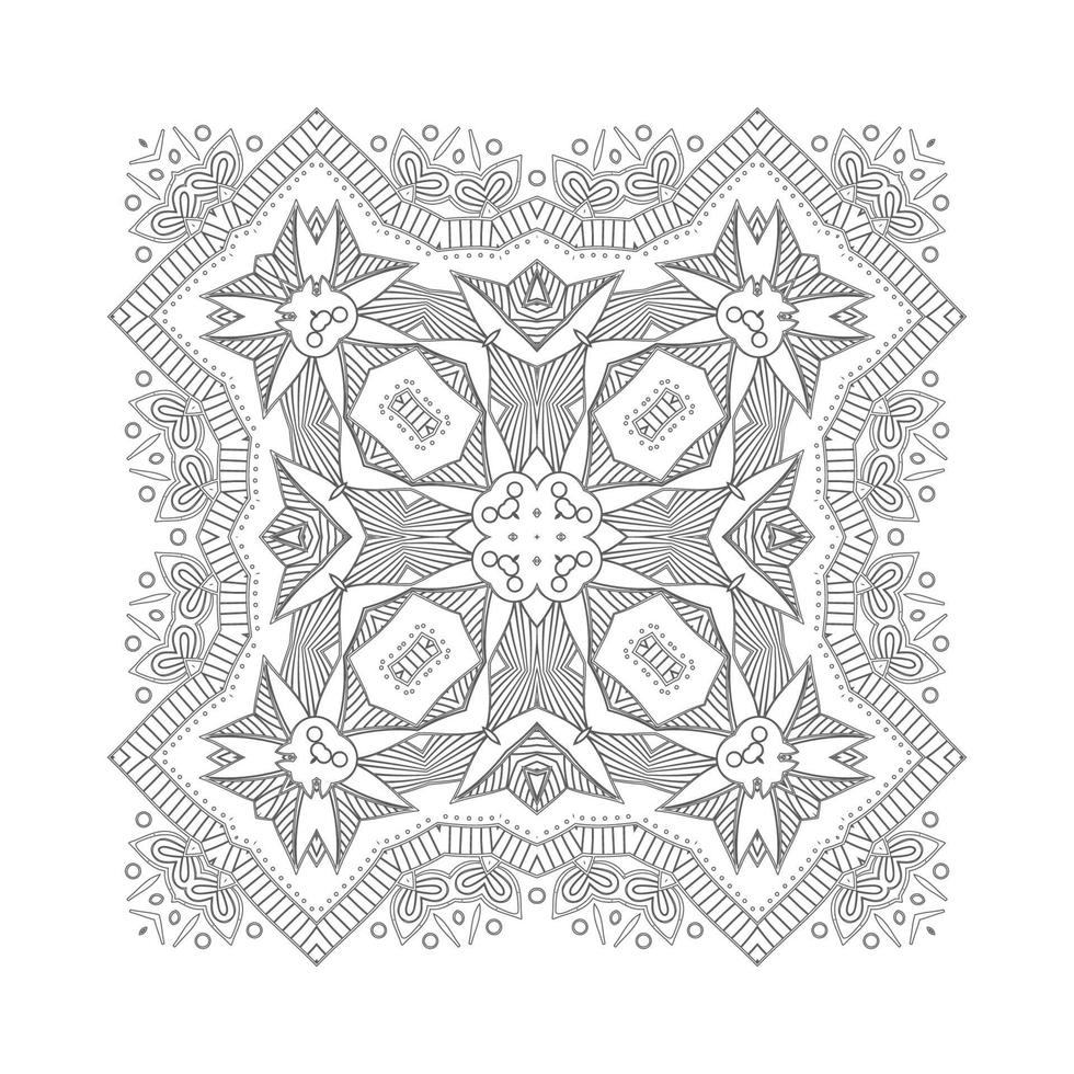 belo design de mandala de arte de linha vetor