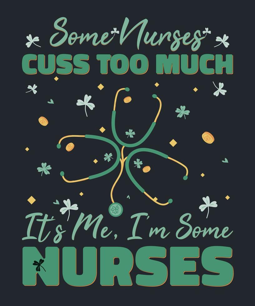 design de camiseta de enfermeira do dia de são patrício 2022 vetor