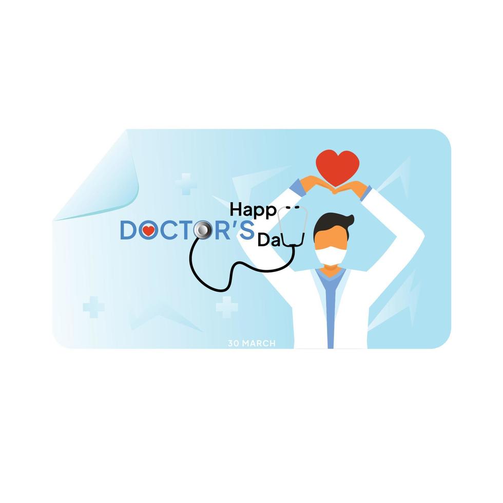 ilustrações vetoriais do dia mundial do médico, feliz dia do médico post de mídia social, cartão, médico masculino, conceito plano moderno. vetor