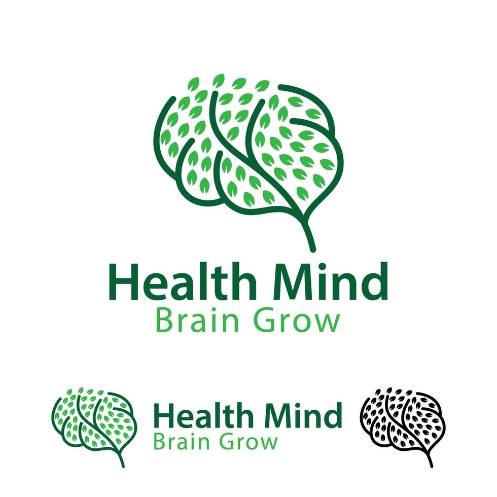 vetor natureza crescendo logotipo do cérebro combinação logotipo do cérebro com design de logotipo de árvore