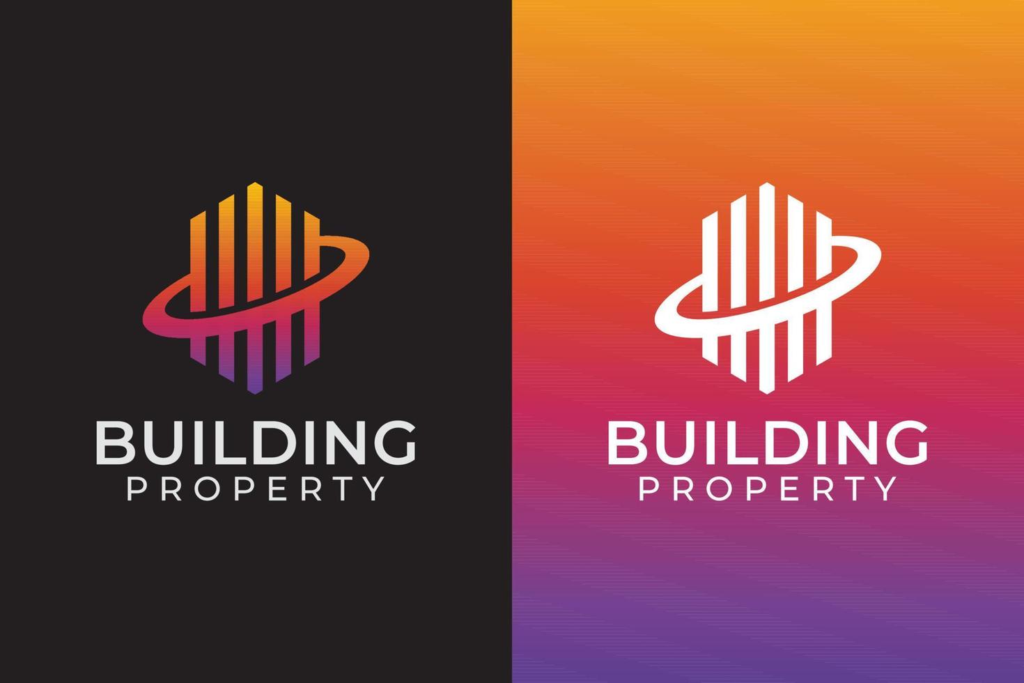 logotipo de propriedade de construção de arte de linha moderna, apartamento, imóveis, hotel. logotipo fintech vetor