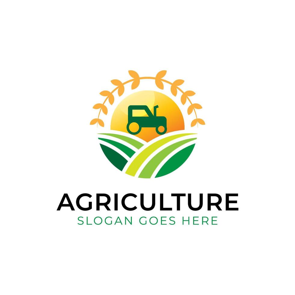 agricultura de cor moderna o logotipo da fazenda. projeto de agricultura de trigo vetor